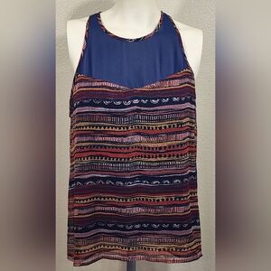 Womens Sam Edelman Sleeveless Multicolor Tank Blouse Top Tunic Size M